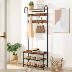 Coat Rack Shoe Bench, Hall Tree with Bench and Shoe Storage,Hall Tree with Storage Shelf