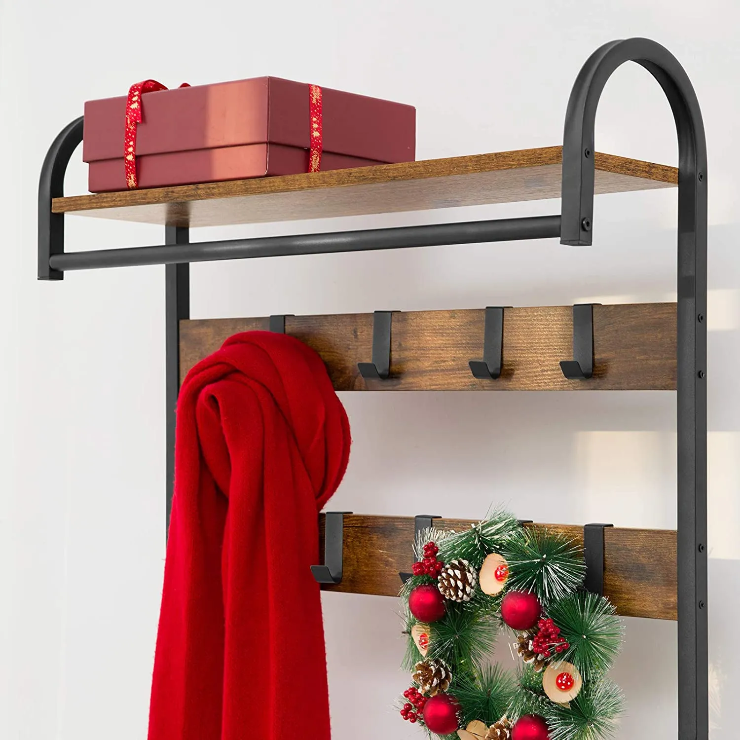Coat Rack Shoe Bench, Hall Tree with Bench and Shoe Storage,Hall Tree with Storage Shelf